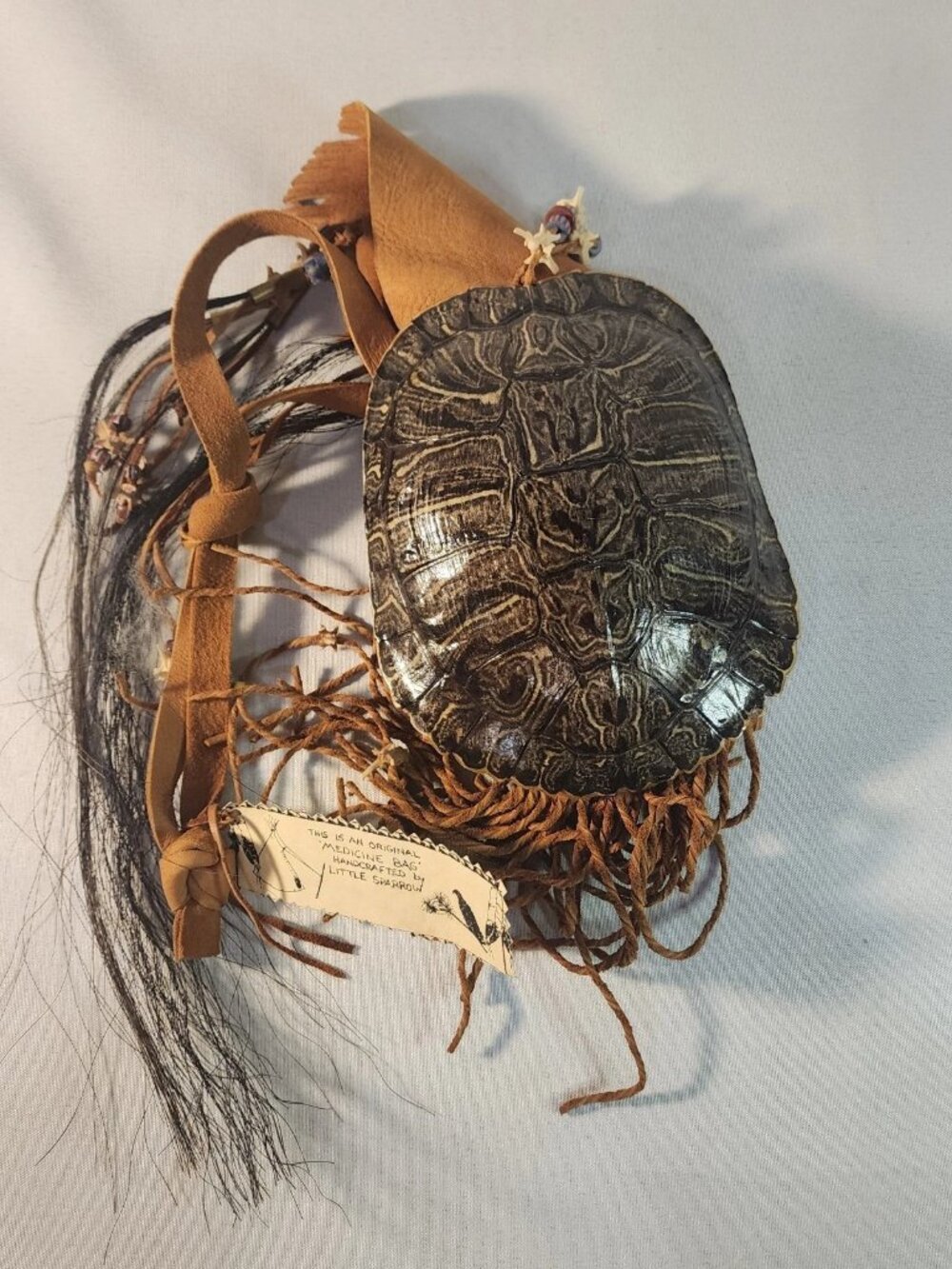 An Original Medicine Bag, Handcrafted by Little Sparrow, Turtle Shell
